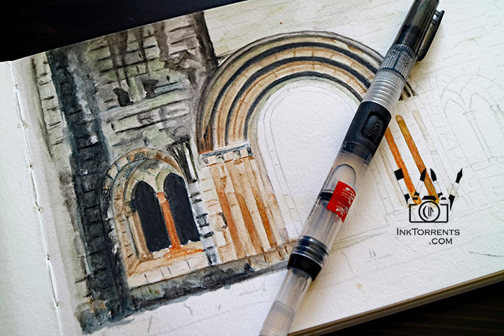 Dryburgh Abbey Chapter House, Scotland — original painting in Derwent watercolor pencil by InkTorrents Graphics