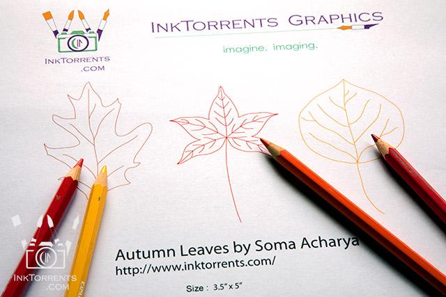 Autumn Leaves Line art clip art @ inktorrents.com by Soma Acharya