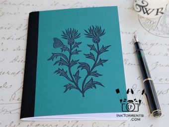 Enduring Thistle lino print and Thistle hand bound journal by Soma Acharya InkTorrents Graphics @ InkTorrents.com