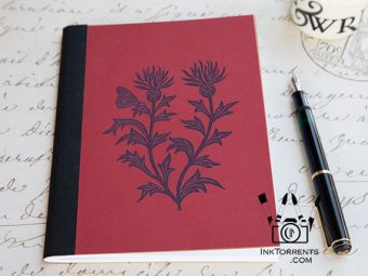 Enduring Thistle lino print and Thistle hand bound journal by Soma Acharya InkTorrents Graphics @ InkTorrents.com