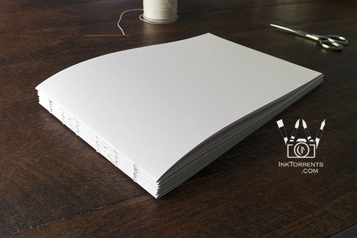 Hand-stitching a book signature during the bookbinding process — InkTorrents Graphics