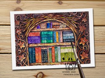 Wizard Magician's Bookshelf fantasy story art print InkTorrents Graphics Soma Acharya