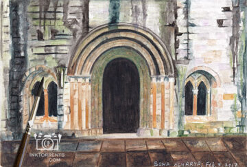 Weathered Scottish Abbey Ruin Historic Scotland and England art print InkTorrents Graphics Soma Acharya