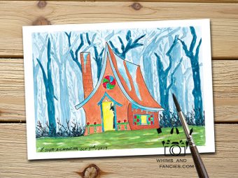 Fairy Tale Gingerbread House children story art print InkTorrents Graphics Soma Acharya