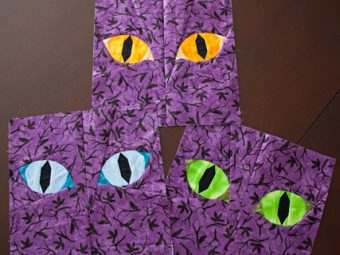 Halloween Cat Eyes quilt pattern Shop Whims And Fancies Soma Acharya