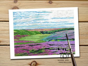 Yorkshire Moors Field Of Heather, England and Scotland landscape art print InkTorrents Graphics Soma Acharya