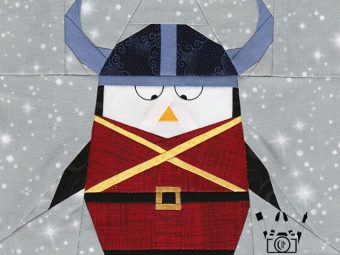 Olaf the little penguin in viking clothing quilt pattern by InkTorrents Graphics