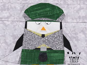 Glen the little penguin in Scottish kilt quilt pattern by InkTorrents Graphics