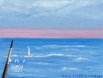 Summer Sailing Scotland and England Landscape art print InkTorrents Graphics Soma Acharya