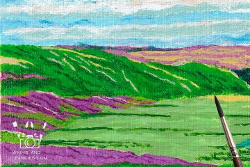Yorkshire Moors Field Of Heather, England and Scotland landscape art print InkTorrents Graphics Soma Acharya