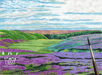 Yorkshire Moors Field Of Heather, England and Scotland landscape art print InkTorrents Graphics Soma Acharya