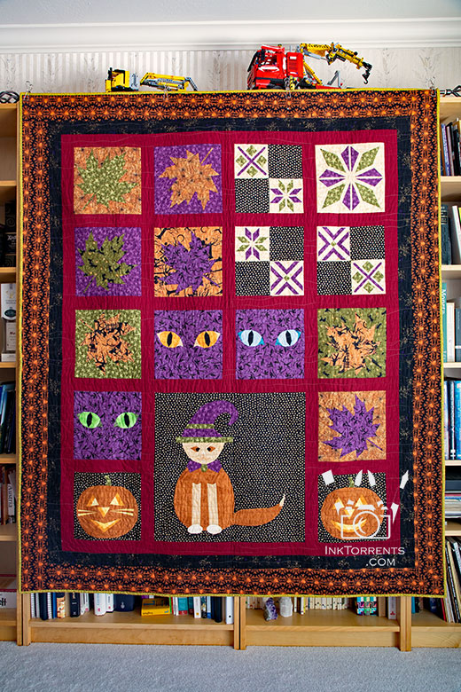 Autumn Halloween quilt by InkTorrents Graphics Soma Acharya - Whims And Fancies