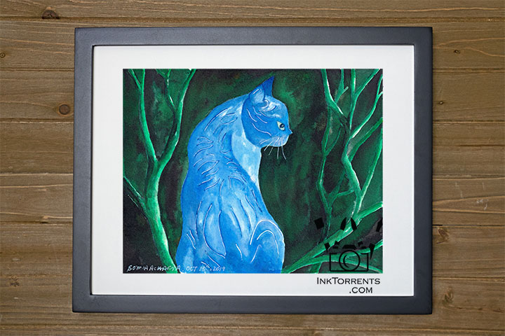 Midnight Cat fantasy story art print InkTorrents Graphics Soma Acharya