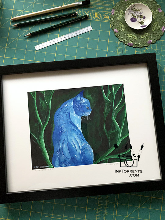 Midnight Cat Painting - Inktorrents Graphics Soma Acharya
