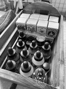 Little drops of joy - inkpots in a wooden crate