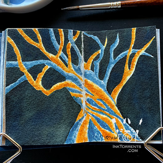 Fire and ice tree watercolour painting @ InkTorrents.com by Soma