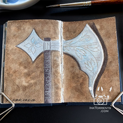 Viking axe watercolour painting @ InkTorrents.com by Soma