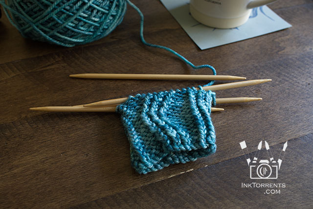My October Photo Project - Knitting blue fingerless mitts photo by Soma @ Inktorrents.com
