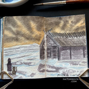 Viking house watercolour painting @ InkTorrents.com by Soma