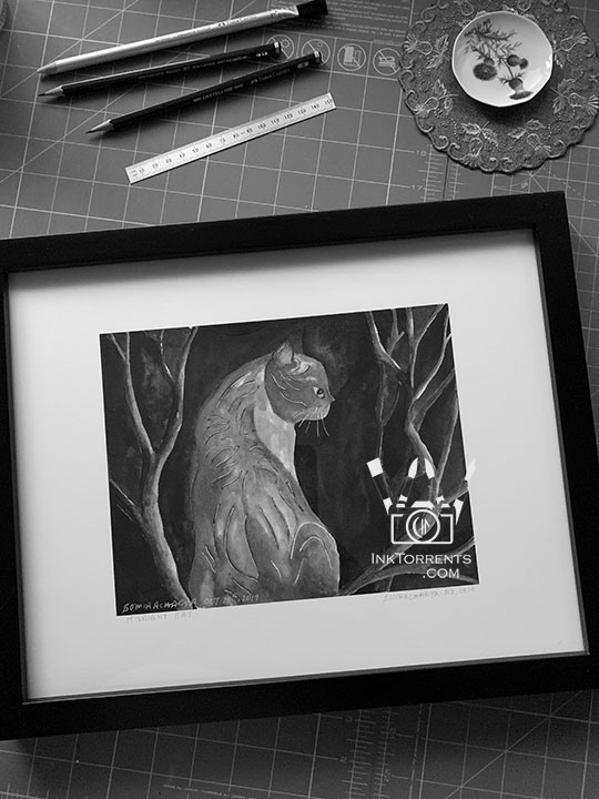 Midnight Cat painting