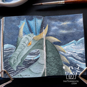 Viking sea dragon watercolour painting @ InkTorrents.com by Soma