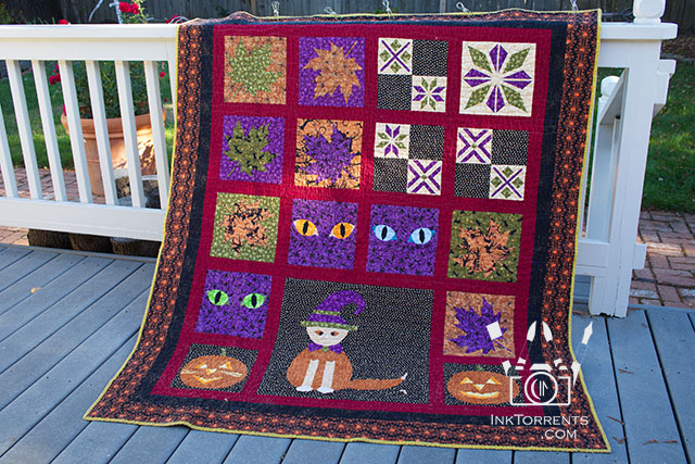 My October Photo Project - Autumn Leaves and Halloween Adventure quilt by Soma @ Inktorrents.com
