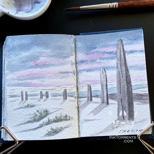 Ring of Brodgar Orkney Scotland watercolour painting @ InkTorrents.com by Soma