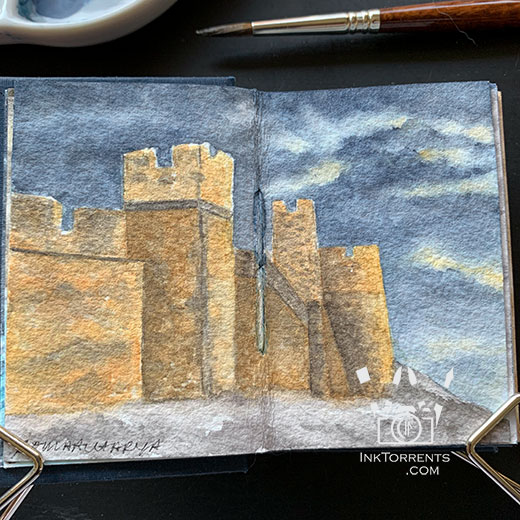 The Keep castle walls watercolour painting @ InkTorrents.com by Soma