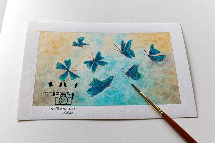 The butterfly Effect watercolor painting by Soma Acharya InkTorrents Graphics @ InkTorrents.com
