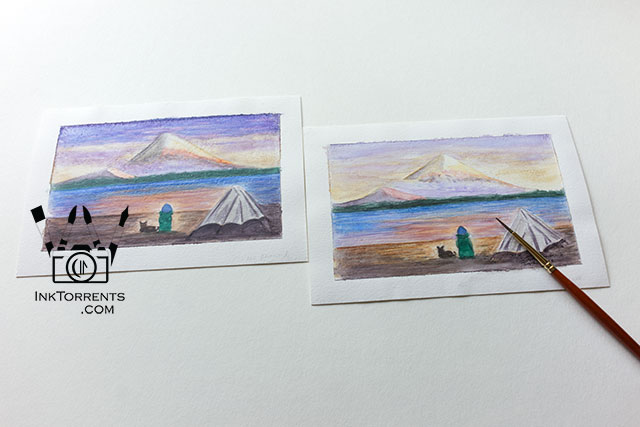 Watercolor on gesso and watercolor ground by QoR by Soma Acharya InkTorrents Graphics @ InkTorrents.com