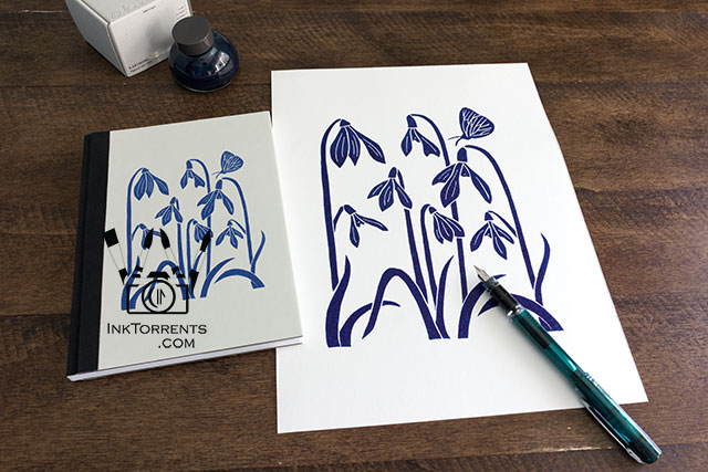 Softhearted Snowdrops lino print and Snowdrops notebook from wildflowers series by Soma Acharya InkTorrents Graphics @ InkTorrents.com