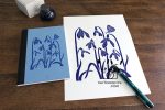 Softhearted Snowdrops lino print and Snowdrops notebook from wildflowers series by Soma Acharya InkTorrents Graphics @ InkTorrents.com