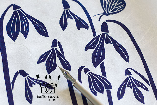 Softhearted Snowdrops lino print and Snowdrops notebook from wildflowers series by Soma Acharya InkTorrents Graphics @ InkTorrents.com