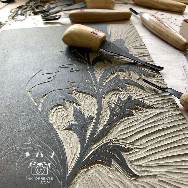 Lino carved vines by Soma @ InkTorrents.com