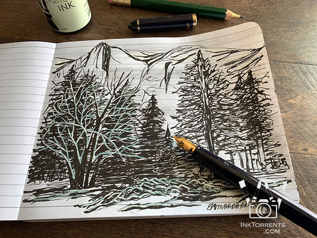 Yosemite Valley ink sketch by Soma @ InkTorrents.com