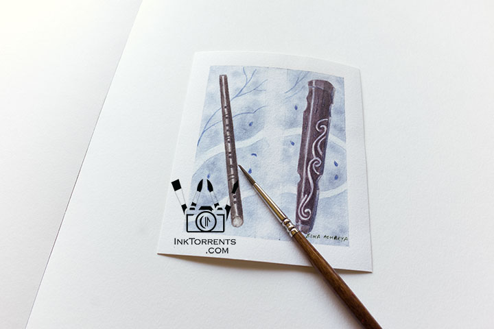 Watercolor paintings of dizi and guqin inspired by the proverb High Mountains and Flowing Water — InkTorrents Graphics