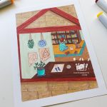 Copic Marker stone cottage painting - Girl And Her Cat by Soma Acharya @ inktorrents.com InkTorrents Graphics