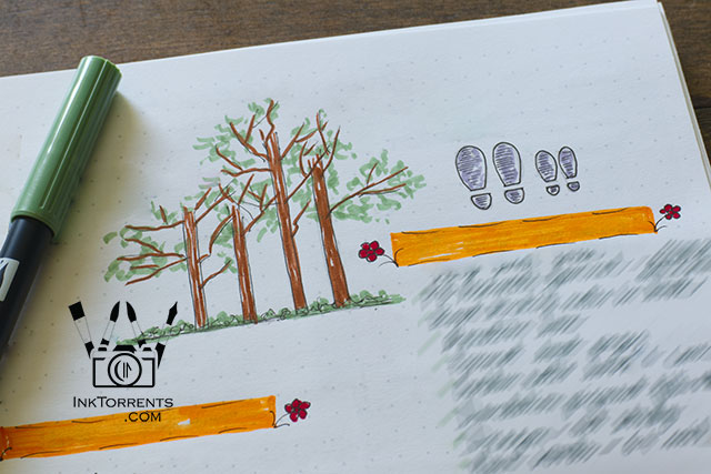 Art Journal California Redwood Drawing Tombow Markers in handmade Journal Notebook by Soma Acharya @ inktorrents.com InkTorrents Graphics