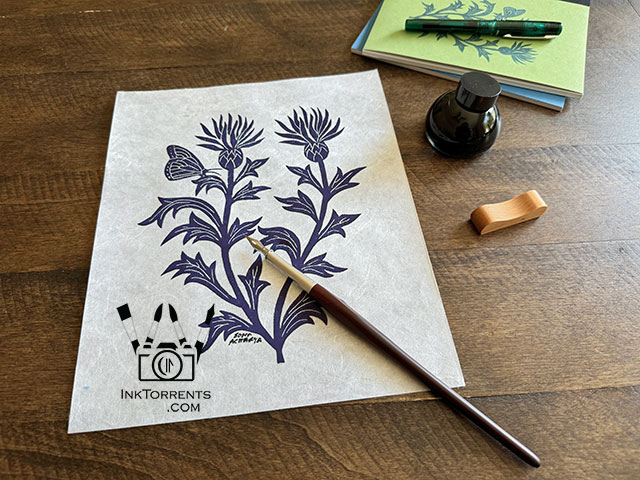 Enduring Thistle lino print and Thistle hand bound journal by Soma Acharya InkTorrents Graphics @ InkTorrents.com