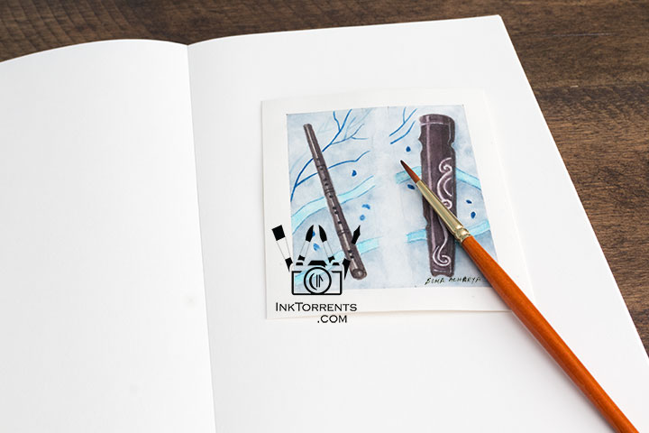 Watercolor paintings of dizi and guqin inspired by the proverb High Mountains and Flowing Water — InkTorrents Graphics