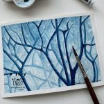 Blue Forest Watercolor Painting by Soma @ InkTorrents.com