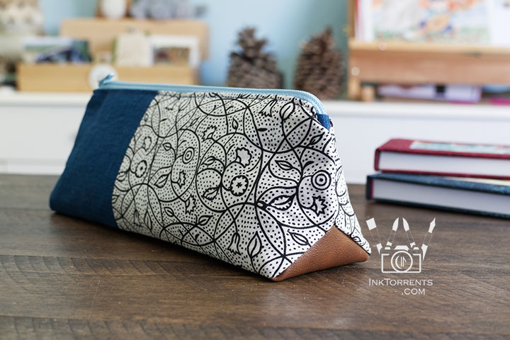 Close-up of the triangular box corner on this triangular pencil case, by InkTorrents Graphics