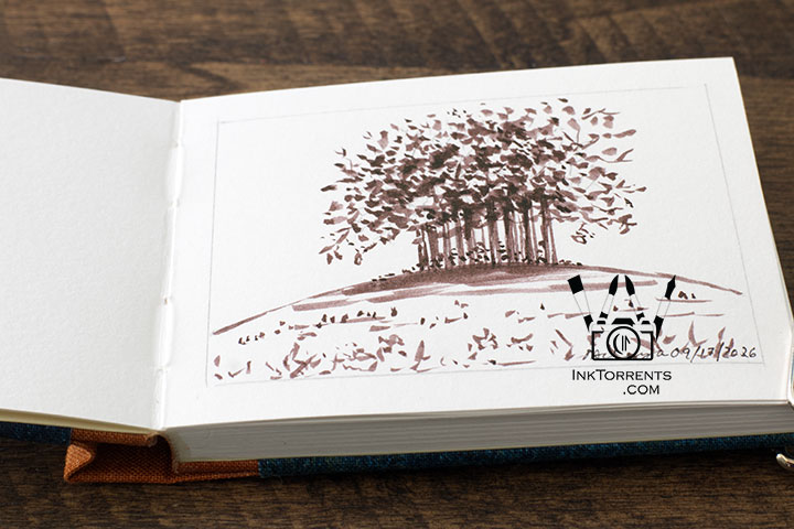 InkFortnight, a 14 day art challenge in September Day 1 Low Hill and Tree Copse in Kakimori Mukuri Ink, InkTorrents Graphics
