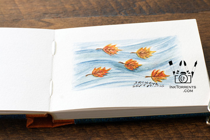 InkFortnight, a 14 day art challenge in September Day 3 Floating Leaves in Van Gogh Watercolor, InkTorrents Graphics