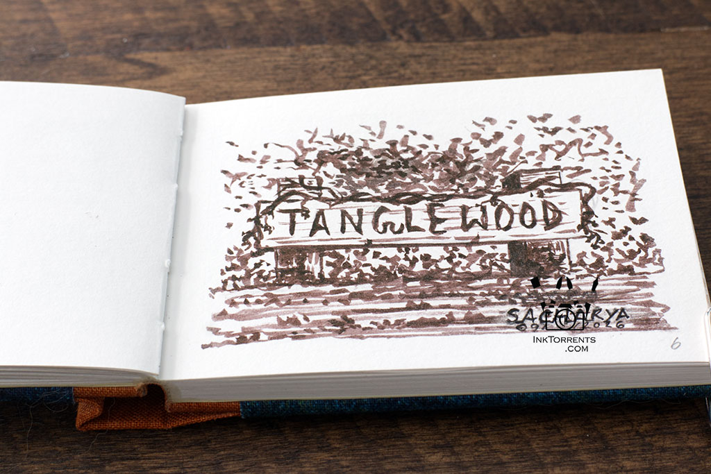 InkFortnight, a 14 day art challenge in September Day 6 Wooden Sign in Kakimori Mukuri Ink, InkTorrents Graphics