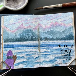The Girl And Her Cat at the frozen lake painting @ InkTorrents.com by Soma
