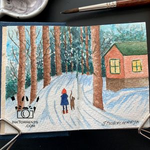 The Girl And Her Cat's cabin stay painting @ InkTorrents.com by Soma