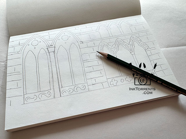Outside The Lines Sketchbook drawings Arches And Vines painting by Soma Acharya InkTorrents Graphics @ InkTorrents.com