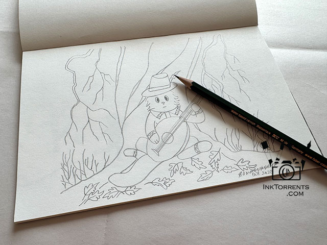 Outside The Lines Sketchbook drawings Charlie The Happy Boy Kitty by Soma Acharya InkTorrents Graphics @ InkTorrents.com