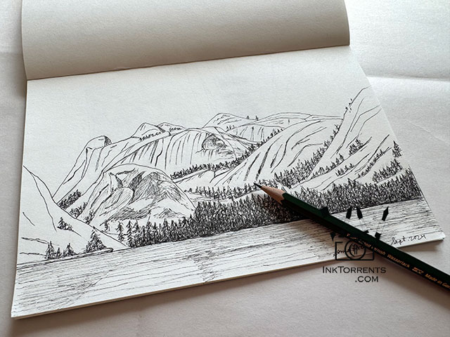 Outside The Lines Sketchbook drawings Tenya Lake drawing by Soma Acharya InkTorrents Graphics @ InkTorrents.com
